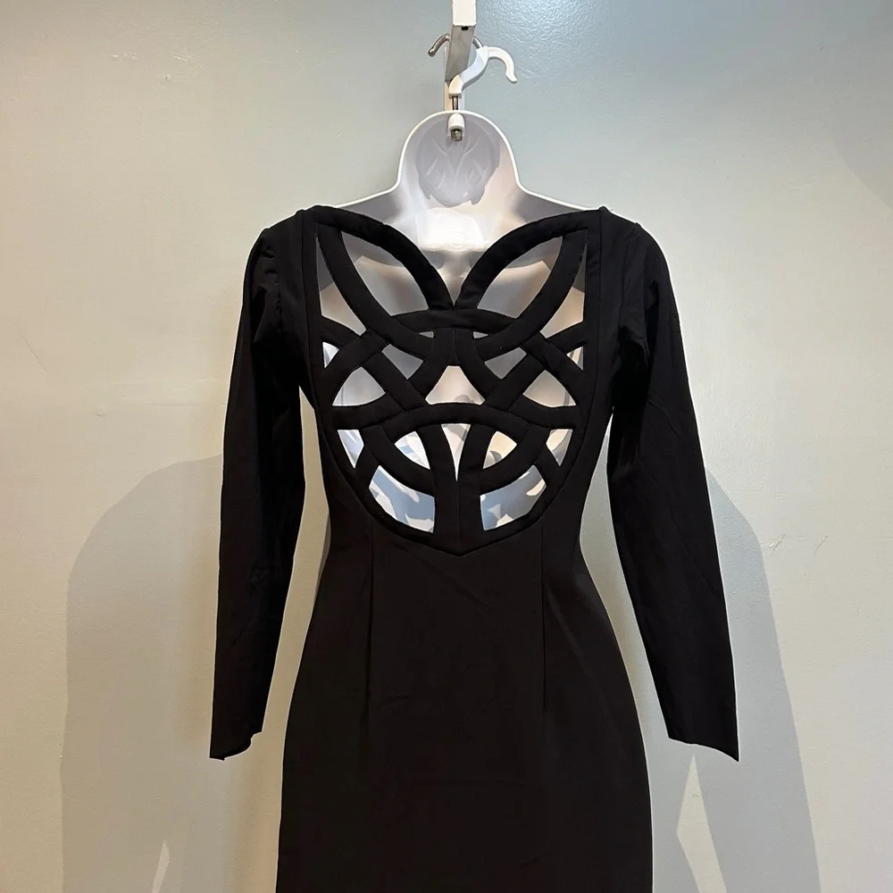 Chiara Boni La Petite Robe Tegan Black Backless Gown XS FLAWED